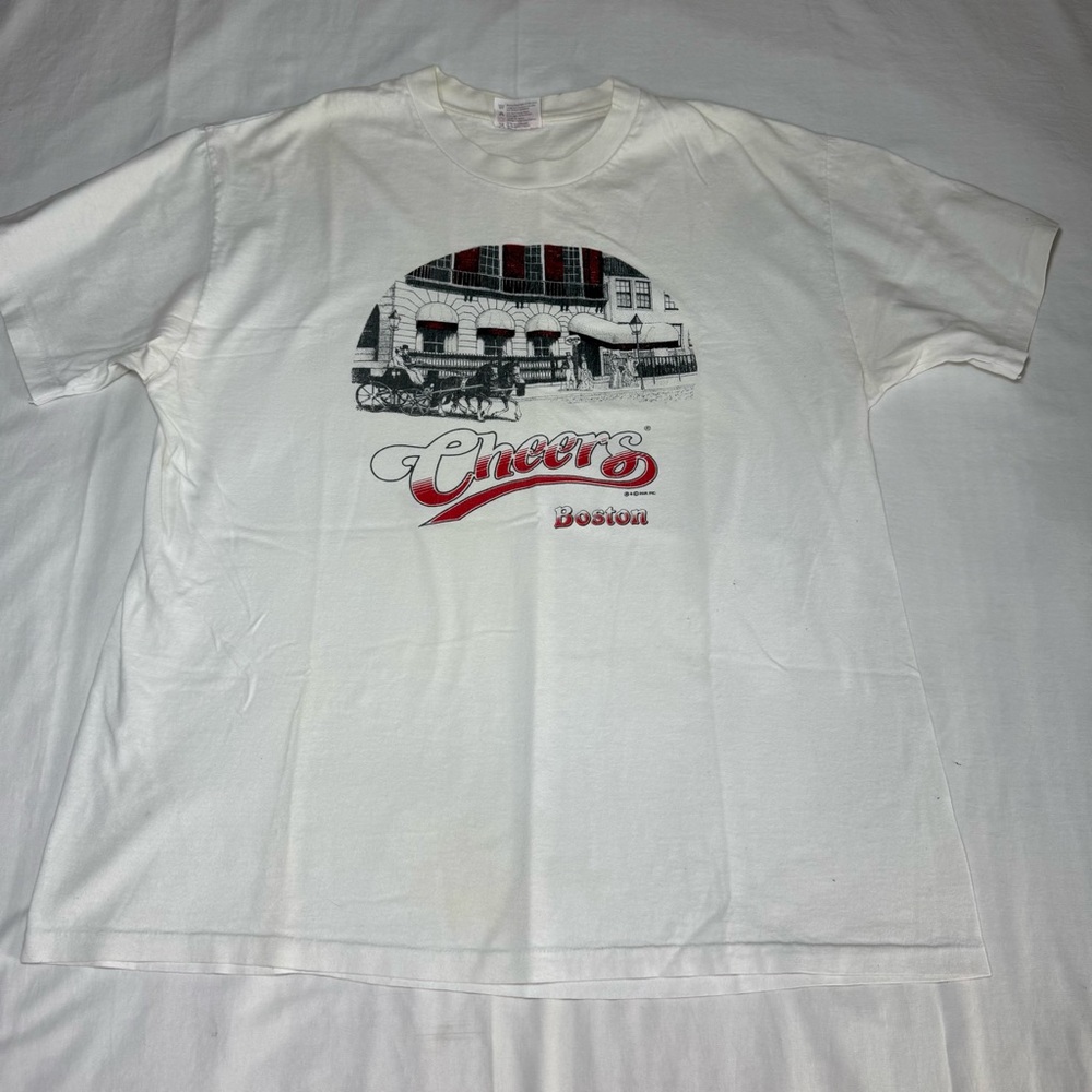 Vintage Cheers Boston Bar TV Show T Shirt Size XL Hanes Heavyweight Made in USA